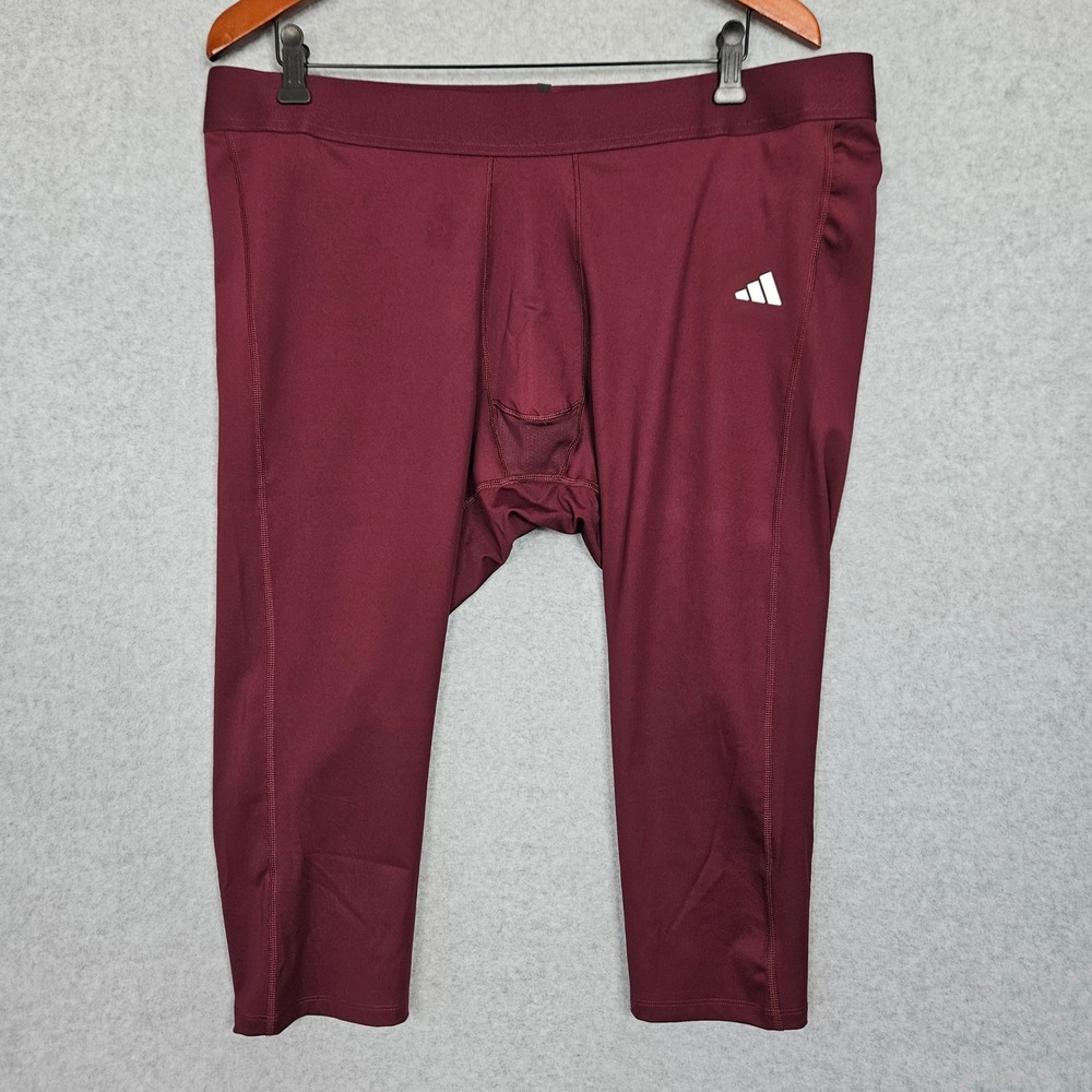 Adidas Men's 2XL‎ Maroon Techfit 3/4 Compression Leggings New IA1179